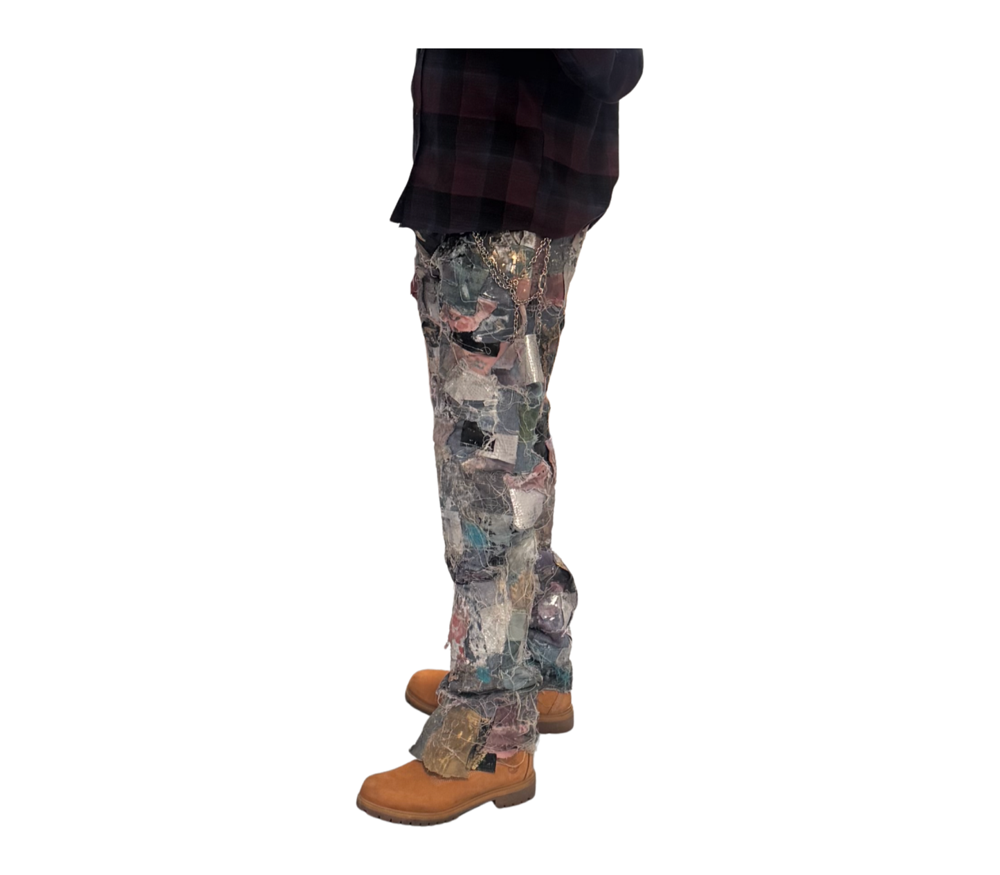 Foil Plated Patchwork Denim